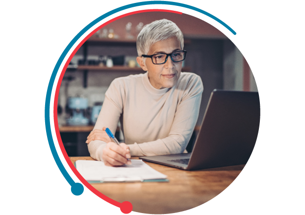 person researching on laptop