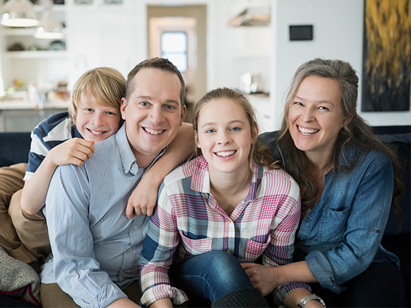 Caucasian family smiling