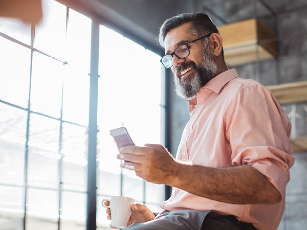 A man reading on his phone