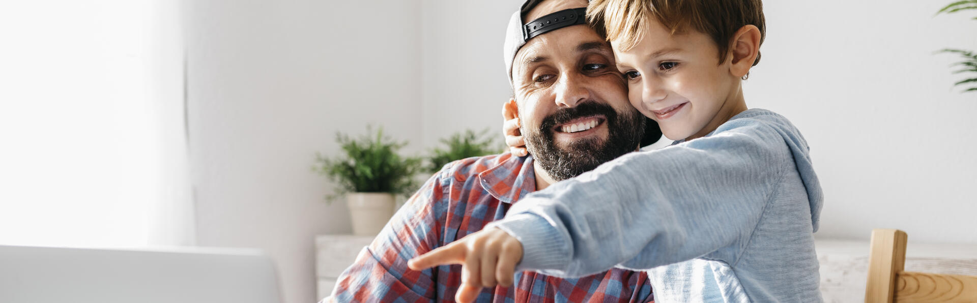 Father and child happy