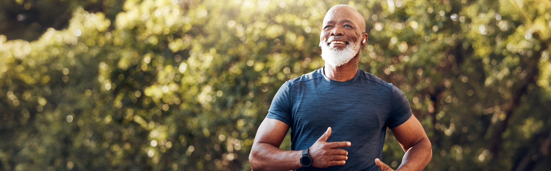 An older man on a jog outside