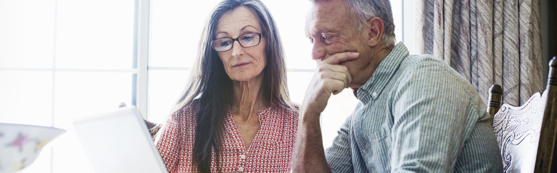 Couple looking at a computer